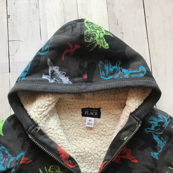 Children’s Place Fleece Lined Dinosaur Hoodie 2T - Picture 7 of 13